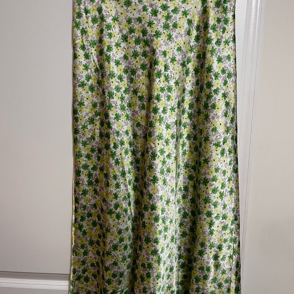 Floral Green and White Women's Skirt